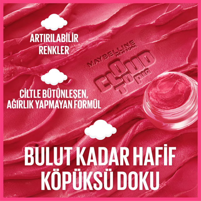 Maybelline Cloudtopia Cheek Lip Mousse - Köpük Dokulu Mat Allık No: 03 Divine Crimson - 6
