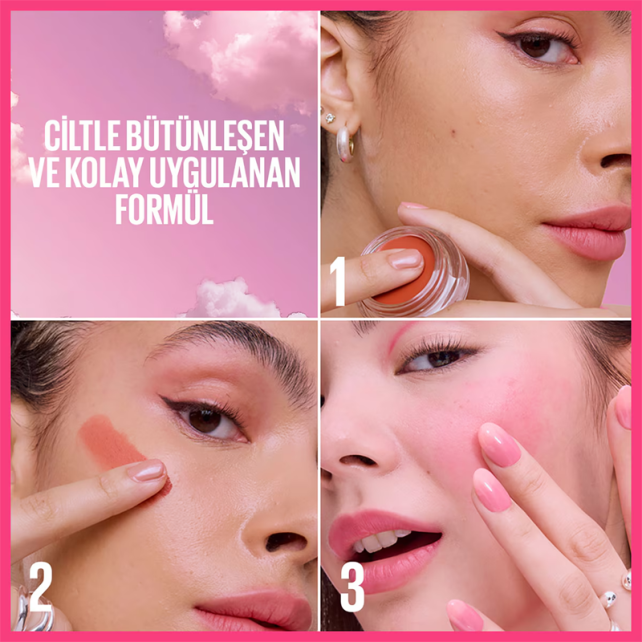 Maybelline Cloudtopia Cheek Lip Mousse - Köpük Dokulu Mat Allık No: 03 Divine Crimson - 7