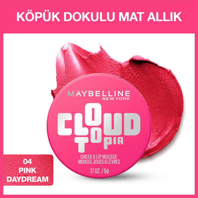 Maybelline Cloudtopia Cheek Lip Mousse - Köpük Dokulu Mat Allık No: 04 Pink Daydream - 3