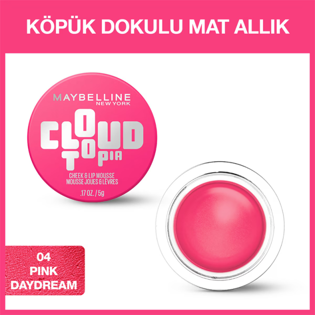 Maybelline Cloudtopia Cheek Lip Mousse - Köpük Dokulu Mat Allık No: 04 Pink Daydream - 5