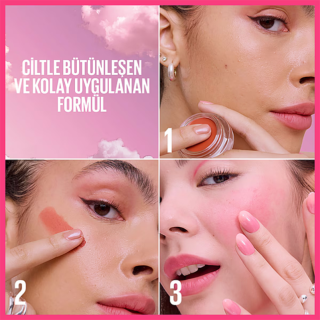 Maybelline Cloudtopia Cheek Lip Mousse - Köpük Dokulu Mat Allık No: 05 Coral Illusion - 7