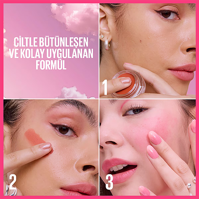 Maybelline Cloudtopia Cheek Lip Mousse - Köpük Dokulu Mat Allık No: 08 Enchanted Mauve - 7