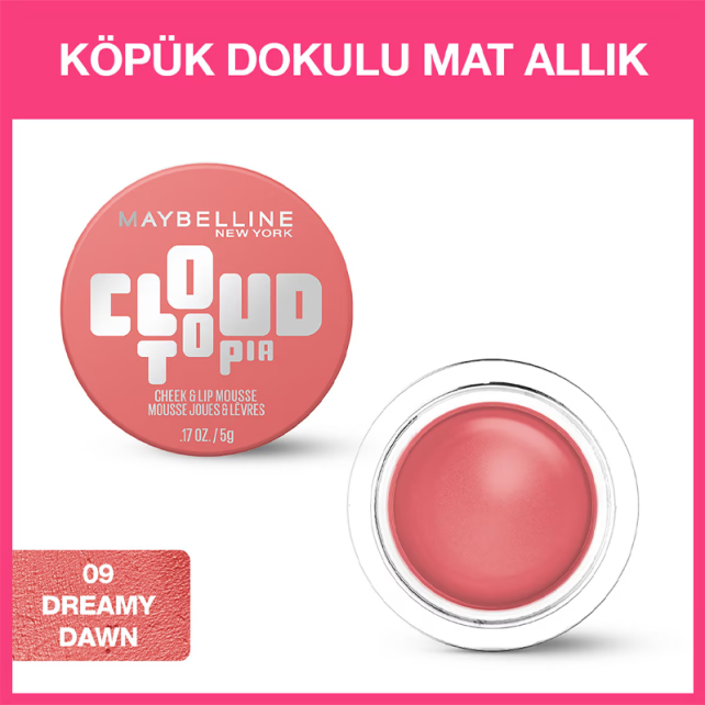 Maybelline Cloudtopia Cheek Lip Mousse - Köpük Dokulu Mat Allık No: 09 Dreamy Dawn - 6