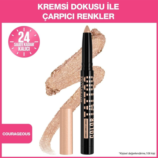 Maybelline Color Tattoo Eye Stix Shadow 24H - Stick Göz Farı Courageous - 3