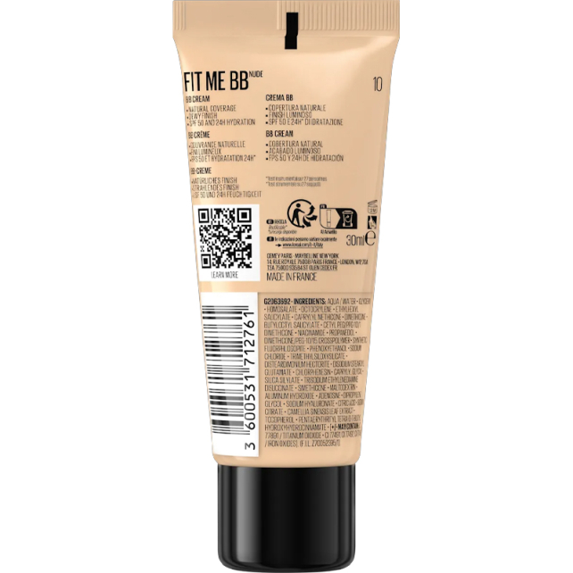 Maybelline Fit Me BB Cream SPF 50+ Renkli Nemlendirici No: 10 30ml - 5