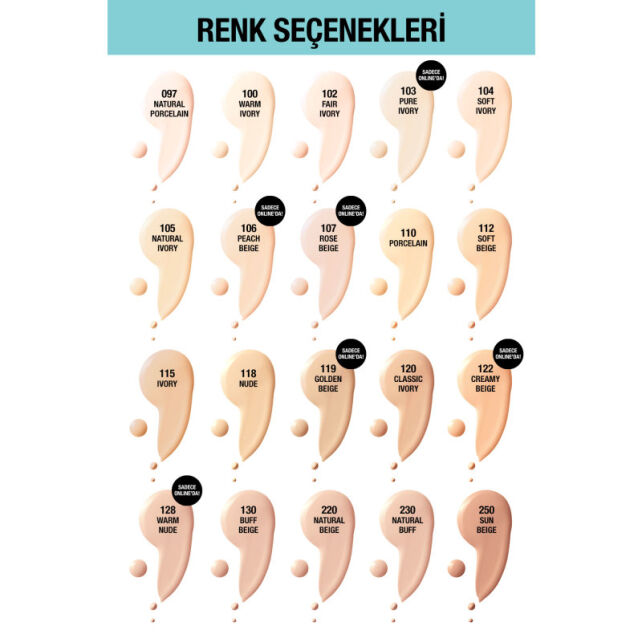 Maybelline Fit Me Matte Poreless - Mat Fondöten No: 100 Warm Ivory - 4