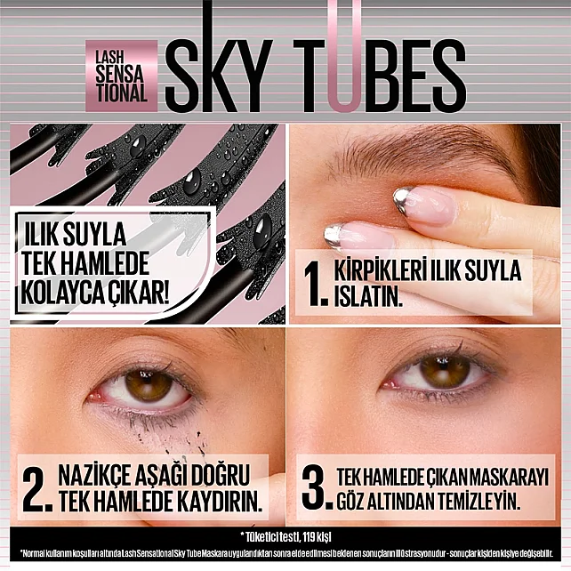Maybelline Lash Sensational Sky Tubes - Maskara Siyah - 3