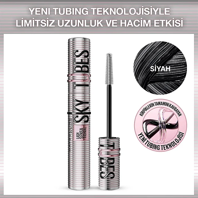 Maybelline Lash Sensational Sky Tubes - Maskara Siyah - 9