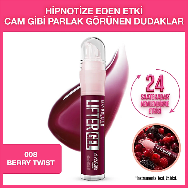 Maybelline Lifter Gel - Ekstra Parlak Dudak Parlatıcısı No: 008 Berry Twist - 7