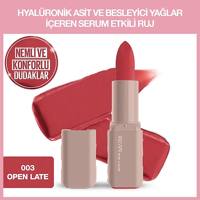 Maybelline Lifter Lipstick Matte - Serum Etkili Ruj No: 003 Open Late - 3