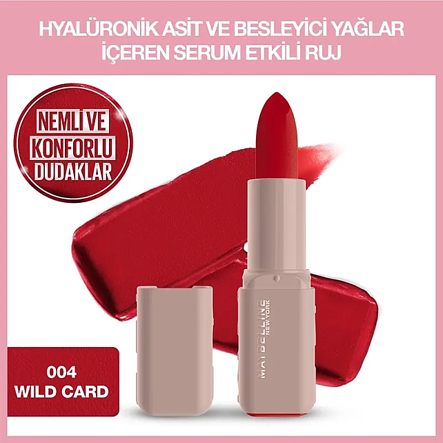 Maybelline Lifter Lipstick Matte - Serum Etkili Ruj No: 004 Wild Card - 3