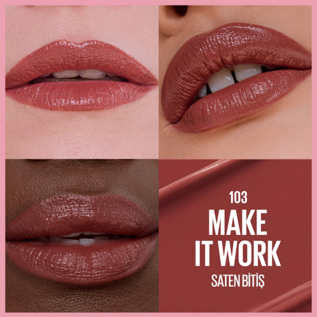  Maybelline Lifter Lipstick Satin - Serum Etkili Ruj No: 103 MakeIt Work - 3