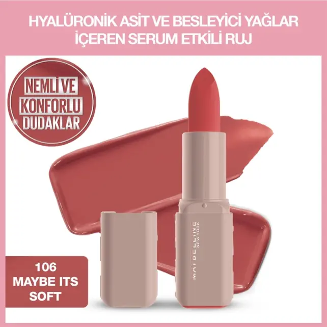 Maybelline Lifter Lipstick Satin - Serum Etkili Ruj No: 106 Maybe It's Soft - 2