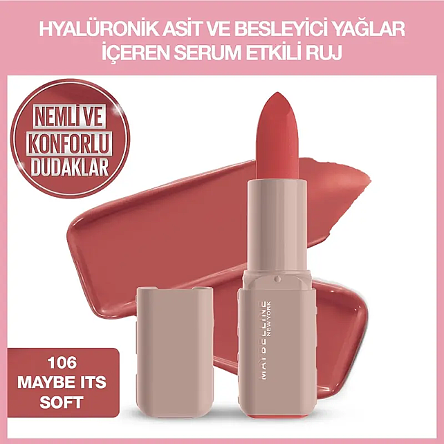 Maybelline Lifter Lipstick Satin - Serum Etkili Ruj No: 106 Maybe It's Soft - 2