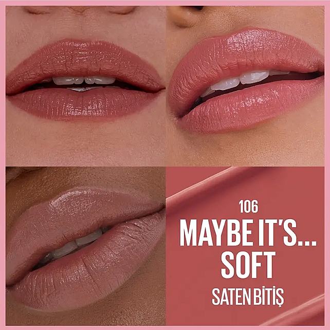 Maybelline Lifter Lipstick Satin - Serum Etkili Ruj No: 106 Maybe It's Soft - 3