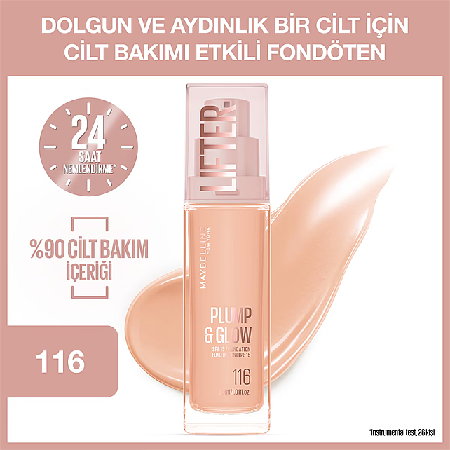 Maybelline Lifter Plump & Glow - Cilt Bakım Etkili Fondöten No: 116 - 2
