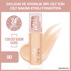Maybelline Lifter Plump & Glow - Cilt Bakım Etkili Fondöten No: 90 - 2