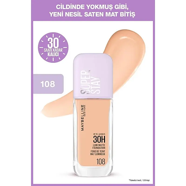 Maybelline Lumi Matte Foundation 30H - Mat Fondöten No: 108 - 2