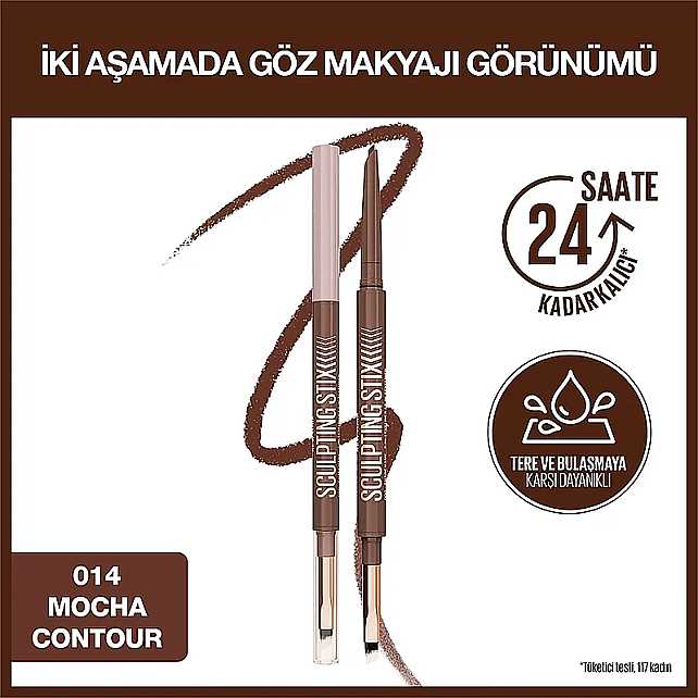 Maybelline Sculpting Stix - Çift Uçlu Göz Kalemi No: 014 Mocha Contour/ Sıcak Kahve - 2
