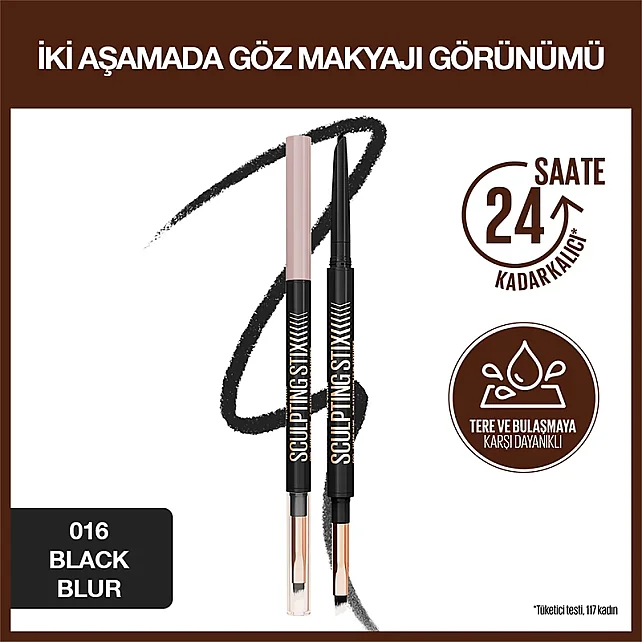 Maybelline Sculpting Stix - Çift Uçlu Göz Kalemi No: 016 Black Blur/ Siyah - 2