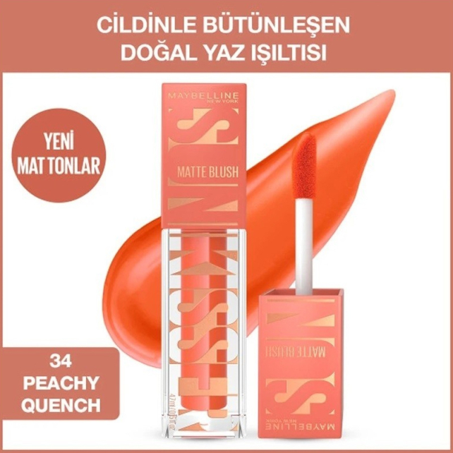 Maybelline Sunkisser Matte Blush - Likit Mat Allık No: 34 Peachy Quench - 3