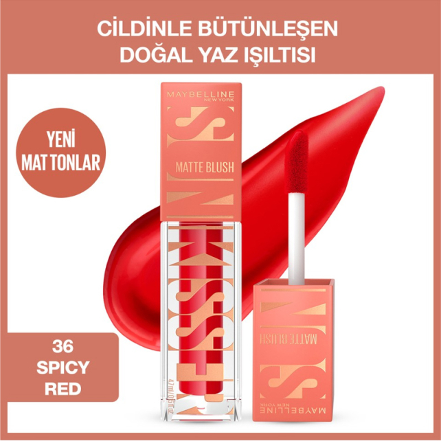 Maybelline Sunkisser Matte Blush - Likit Mat Allık No: 36 Spicy Red - 3