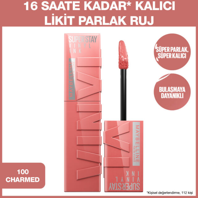 Maybelline Super Stay Vinyl Ink - Likit Parlak Ruj No: 100 Charmed - 2