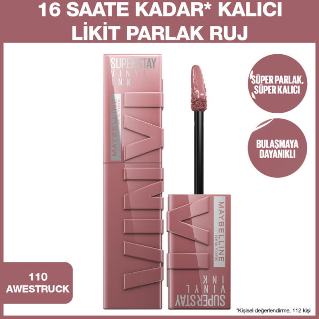 Maybelline Super Stay Vinyl Ink - Likit Parlak Ruj No: 110 Awestruck - 2