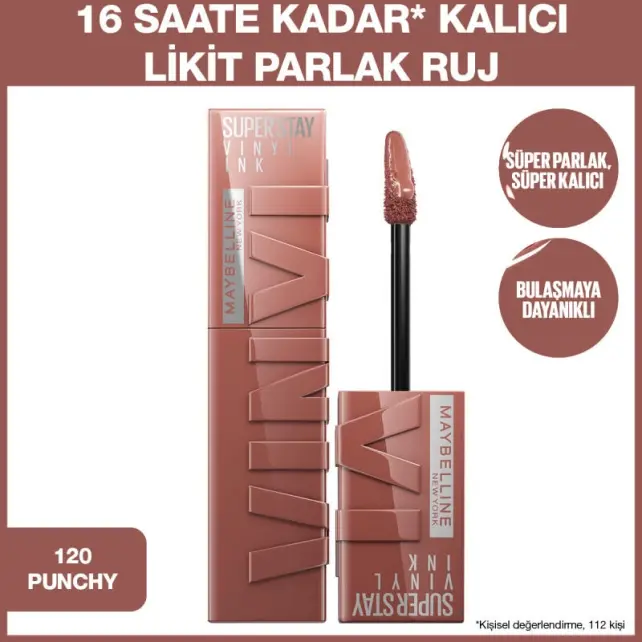 Maybelline Super Stay Vinyl Ink - Likit Parlak Ruj No: 120 Punchy - 2