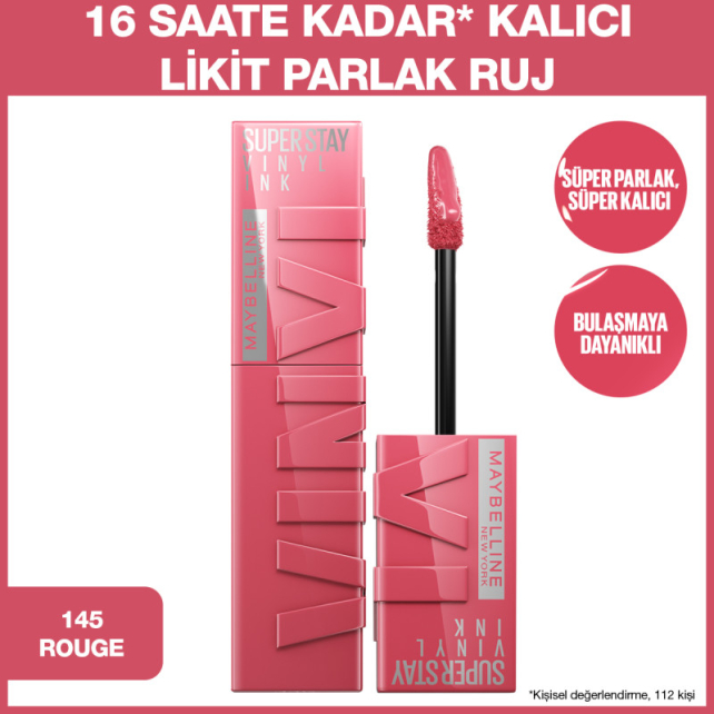 Maybelline Super Stay Vinyl Ink - Likit Parlak Ruj No: 145 Rogue - 2