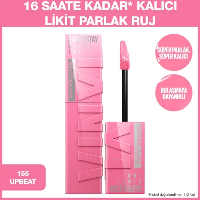 Maybelline Super Stay Vinyl Ink - Likit Parlak Ruj No: 155 Upbeat - 2