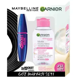 Maybelline Volum Express Rocket Maskara & Garnier Micellar Kusursuz Makyaj Temizleme Suyu 2'li Set - Maybelline