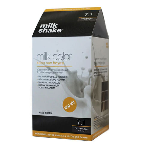 Milk Shake Milk Color Kalıcı Saç Boyası No:7.1 Orta Kumral Küllü - Eko Kit Milk Shake Milk Color Kalıcı Saç Boyası No:7.1 Orta Kumral Küllü - Eko Kit
