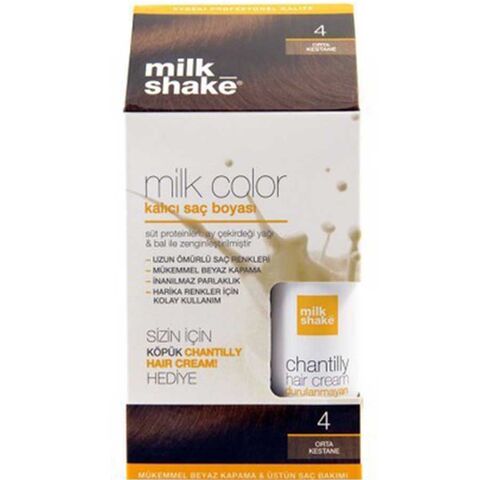 Milk Shake Milk Color Kalıcı Saç Boyası No: 4 Orta Kestane & Saç Köpüğü 50ml Hediye Milk Shake Milk Color Kalıcı Saç Boyası No: 4 Orta Kestane & Saç Köpüğü 50ml Hediye