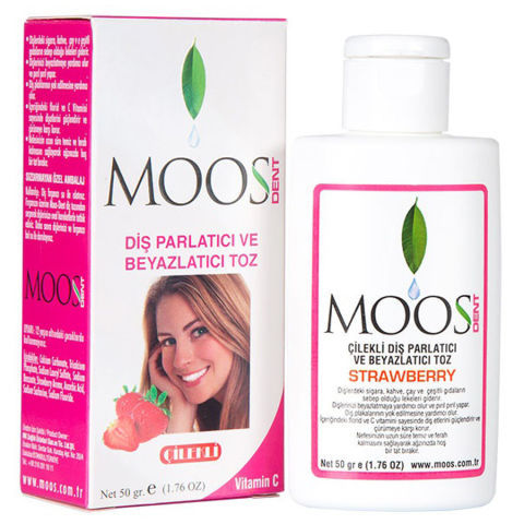 Moos Dent - Çilekli Diş Parlatıcı ve Beyazlatıcı Toz Moos Dent - Çilekli Diş Parlatıcı ve Beyazlatıcı Toz