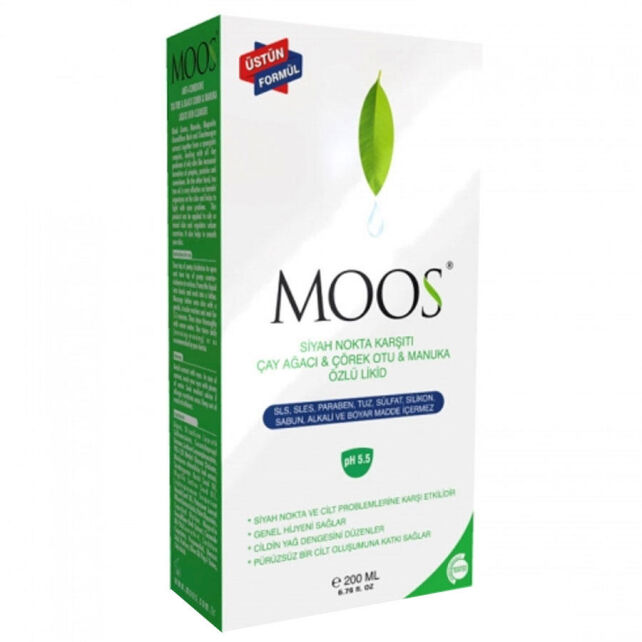 Moos Siyah Nokta Karşıtı Çay Ağacı & Çörek Otu & Manuka Özlü Temizleyici 200ml Moos Siyah Nokta Karşıtı Çay Ağacı & Çörek Otu & Manuka Özlü Temizleyici 200ml