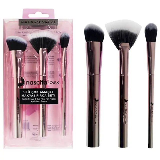 Nascita Pro Metalik - Çok Amaçlı Makyaj Fırça Seti 3'lü No: 103 - 1