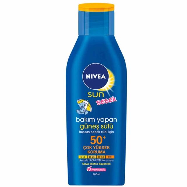 Nivea Sun Bebek SPF 50+ Bakım Yapan Güneş Sütü 200ml Nivea Sun Bebek SPF 50+ Bakım Yapan Güneş Sütü 200ml