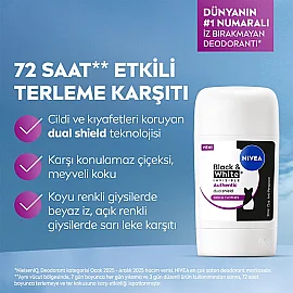 Nivea Black & White Authentic - Kadın Stick Deodorant 50ml - Nivea