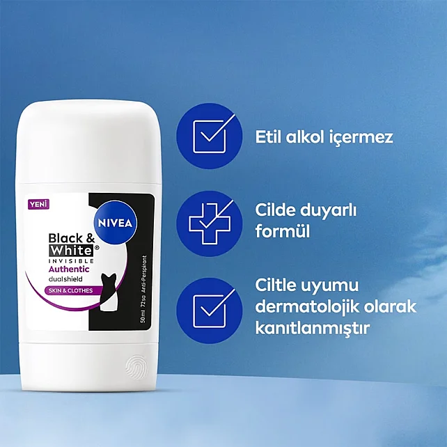 Nivea Black & White Authentic - Kadın Stick Deodorant 50ml - 5