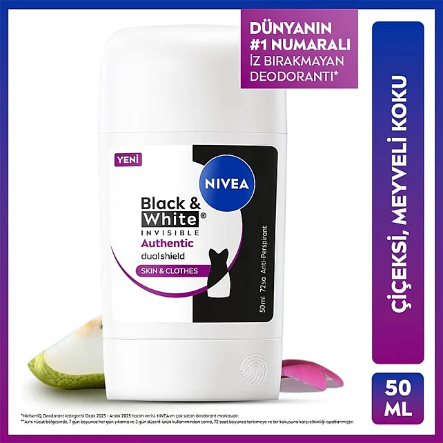 Nivea Black & White Authentic - Kadın Stick Deodorant 50ml - 6