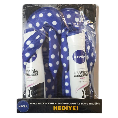 Nivea Women Black & White Deodorant 2li - Banyo Terliği Hediye Nivea Women Black & White Deodorant 2li - Banyo Terliği Hediye