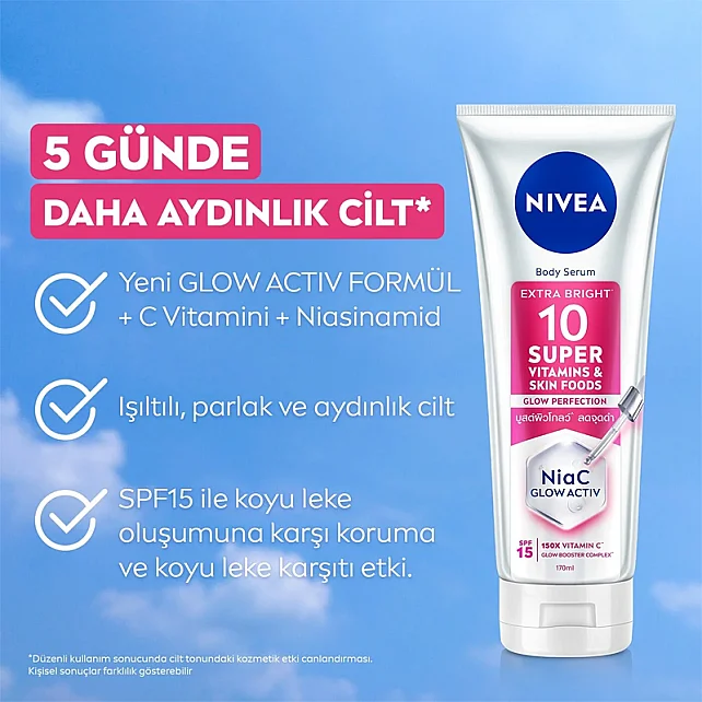 Nivea Body Serum Super 10 Extra Bright SPF 15 - Serum Etkili Parlaklık Kazandıran Vücut Losyonu 170ml - 3