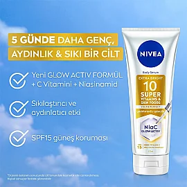 Nivea Body Serum Super 10 Extra Bright SPF 15 - Serum Etkili Aydınlatıcı Vücut Losyonu 170ml - 3