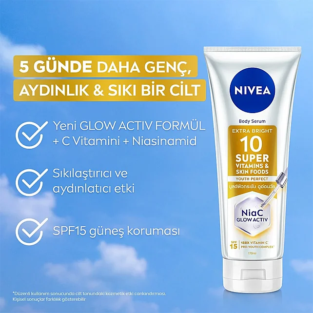 Nivea Body Serum Super 10 Extra Bright SPF 15 - Serum Etkili Aydınlatıcı Vücut Losyonu 170ml - 3