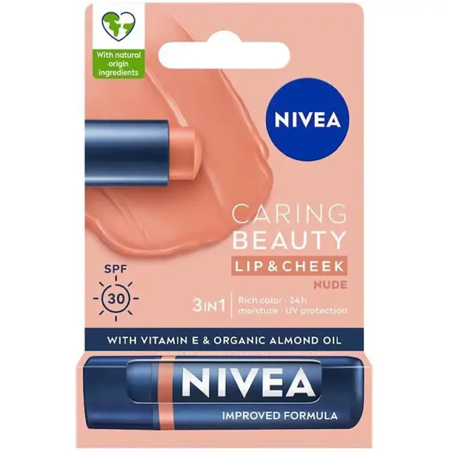 Nivea Caring Beauty Lip Cheek SPF 30 - Yanak ve Dudak Renklendirici Nude 4.8gr - 1