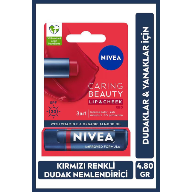 Nivea Caring Beauty Lip Cheek SPF 30 - Yanak ve Dudak Renklendirici Red 4.8g - 4