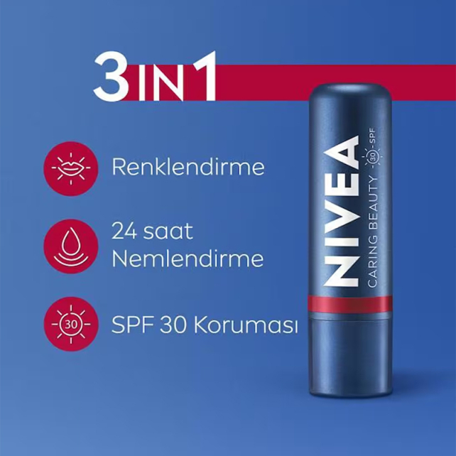 Nivea Caring Beauty Lip Cheek SPF 30 - Yanak ve Dudak Renklendirici Red 4.8g - 3