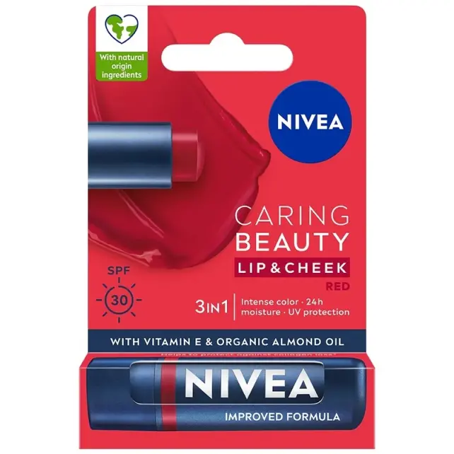 Nivea Caring Beauty Lip Cheek SPF 30 - Yanak ve Dudak Renklendirici Red 4.8g - 1