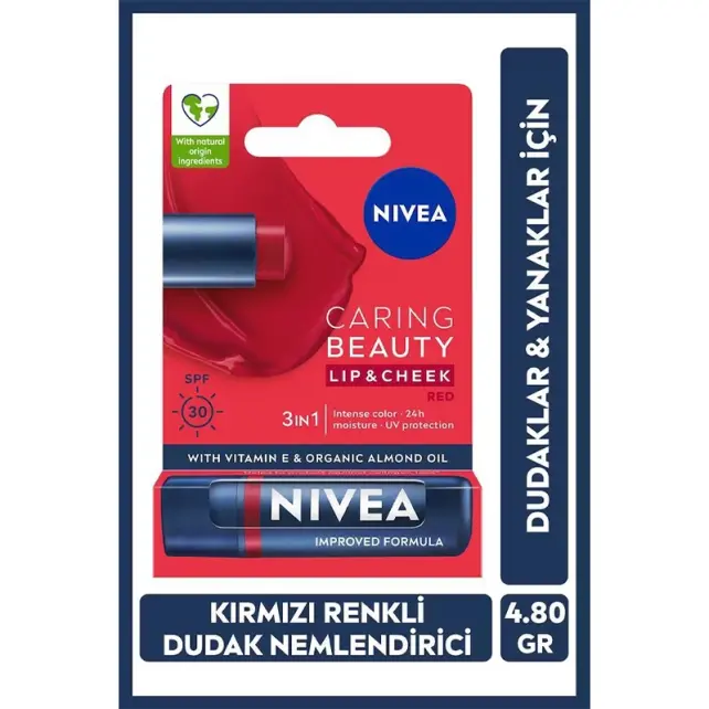 Nivea Caring Beauty Lip Cheek SPF 30 - Yanak ve Dudak Renklendirici Red 4.8g - 4